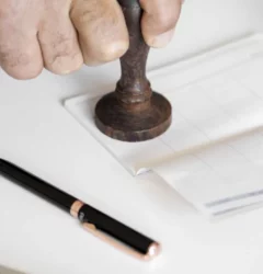 People checking bankbook isolated on white table
